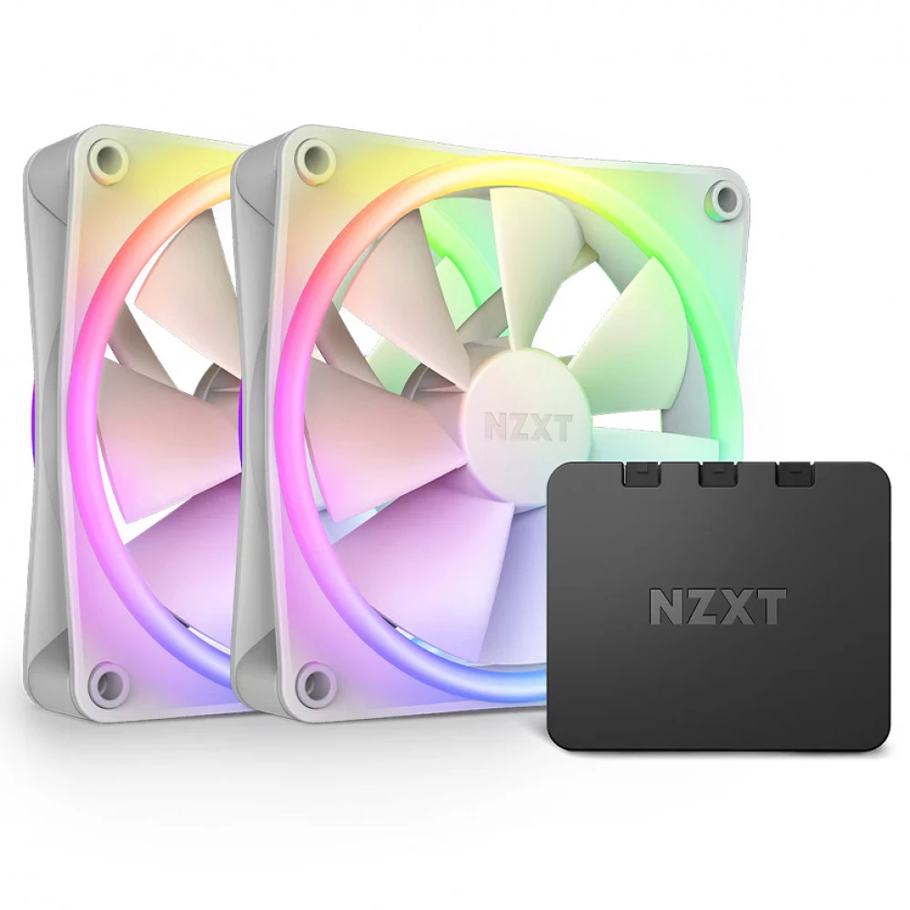 Комплект кулеров для компьютерного корпуса, NZXT, F120 RGB DUO, RF-D12TF-W1, RGB LED, 500-1800 об/мин, 48.58 CFM, 29 dB(A), 4-pin PWM, 120 x 120 x 25мм, Белый