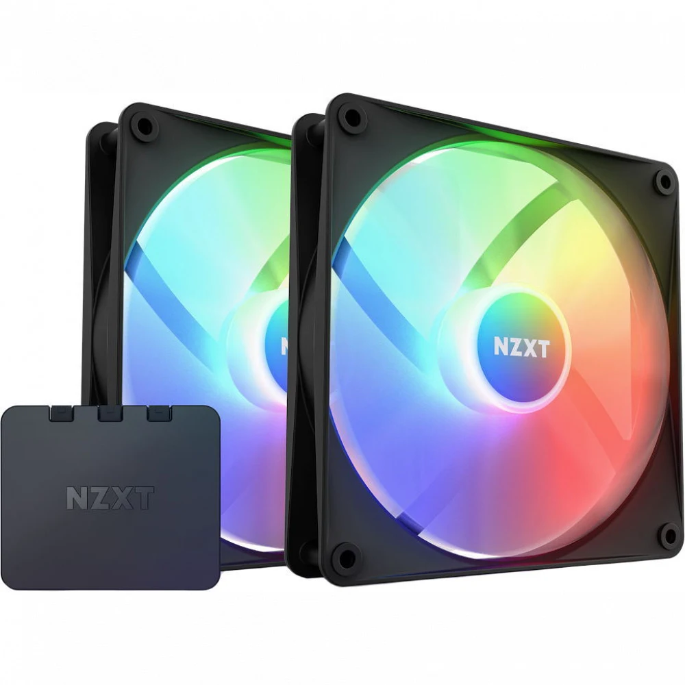 Комплект кулеров для компьютерного корпуса, NZXT, F140 RGB Core, RF-C14DF-B1, RGB LED, 500-1800 об/мин, 78.86 CFM, 33.88 dB(A), 4-pin PWM, 140 x 140 x 26мм, Черный