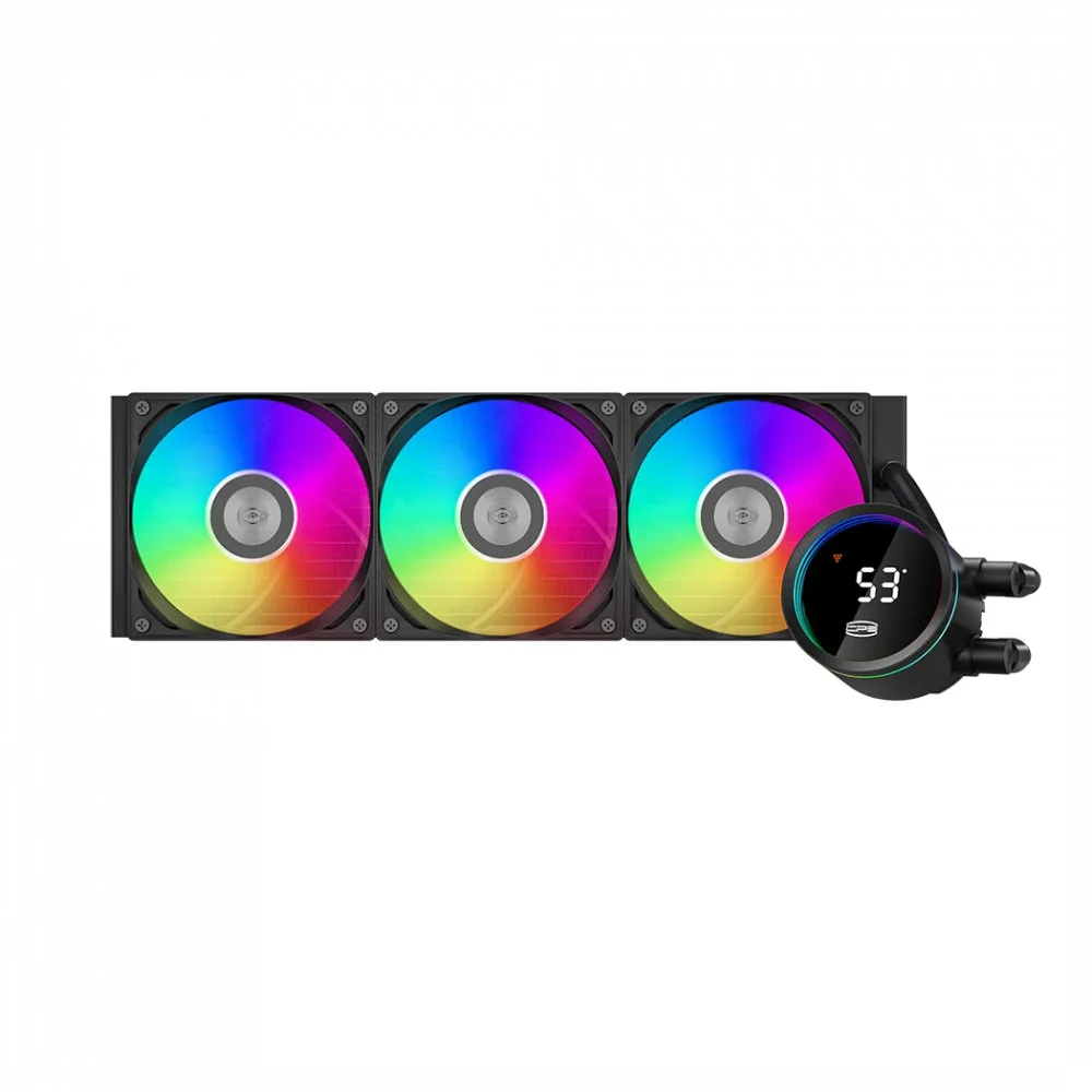 Система охлаждения/ Water Cooling System PCCooler DA360 Pro ARGB Digital BK (300W, 360mm, LED temp., Black, ARGB/ Fans: 3x120mm, 75.8CFM, 33.7dBA, 2200RPM/ Pump height 57mm, 28dBA, 3000RPM, Rad thic