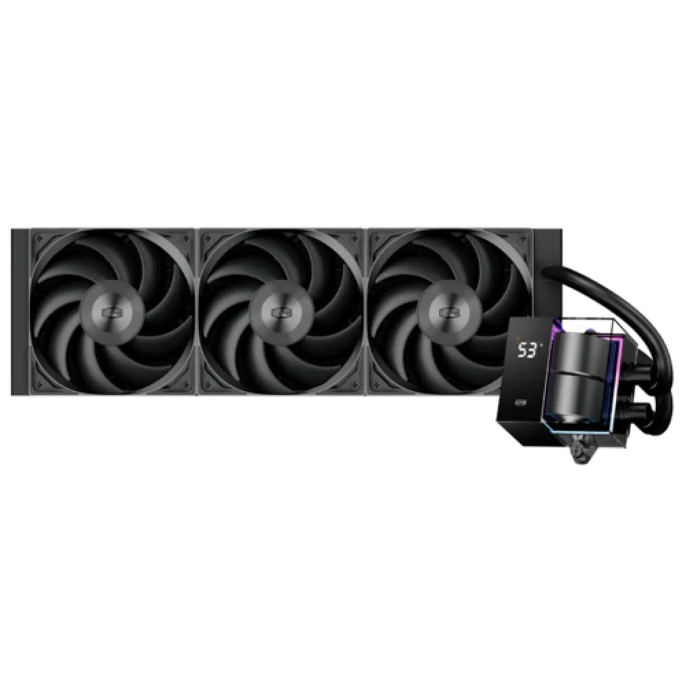Водяное охлаждение с дисплеем для CPU Водяное охлаждение для CPU PCCooler DS360 ARGB Display BK 115X/1200/1700/1851/AM4/AM5 Черный