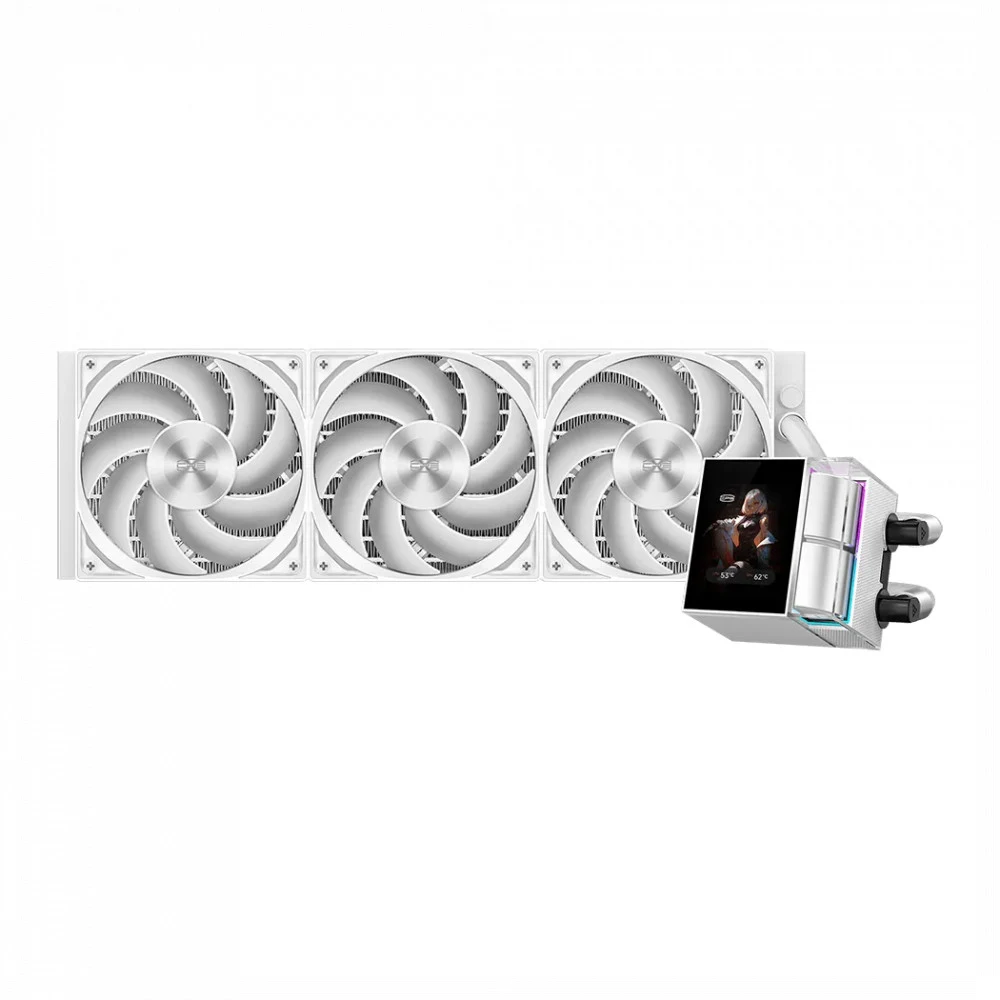 Водяное охлаждение с дисплеем для CPU Водяное охлаждение для CPU PCCooler DS360 ARGB Display WH 115X/1200/1700/1851/AM4/AM5 Белый