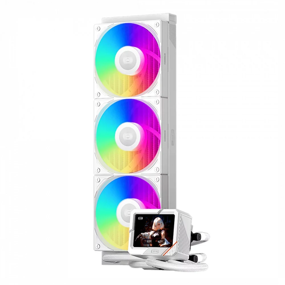Система охлаждения/ Water Cooling System PCCooler GT360 ARGB Display WH (310W, 360mm, LED temp., White, ARGB/ Fans: 3x120mm, 99CFM, 41.5dBA, 3000RPM/ Pump 15dBA, 2600RPM, Rad thickness 27mm/ S: 1851
