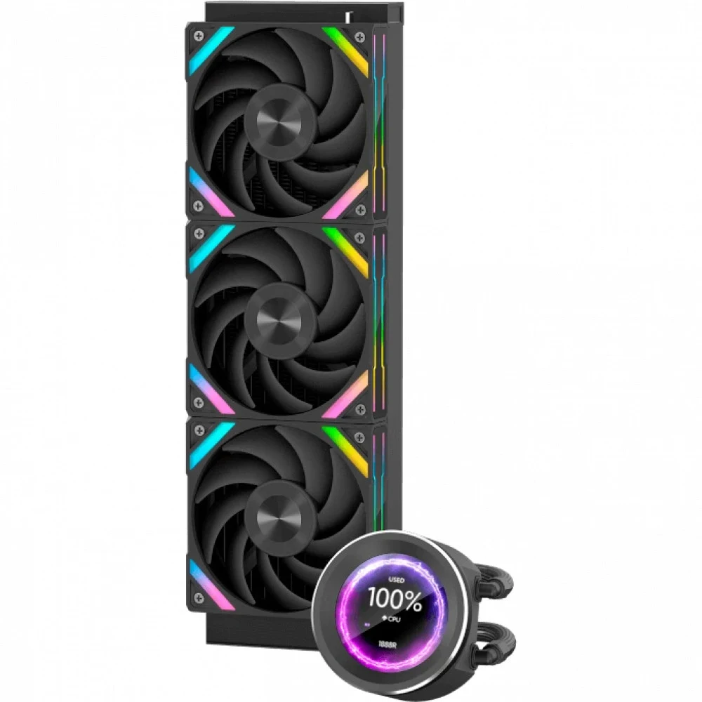 Водяное охлаждение для процессора/ Water Cooling System SAMA Q60 Black (360mm, LED temp., Black, ARGB/ Fans: 3x120mm, 86CFM, 30dBA, 2600RPM/ Pump height 64mm, 30dBA, 2800RPM, Rad thickness 27mm/ S: