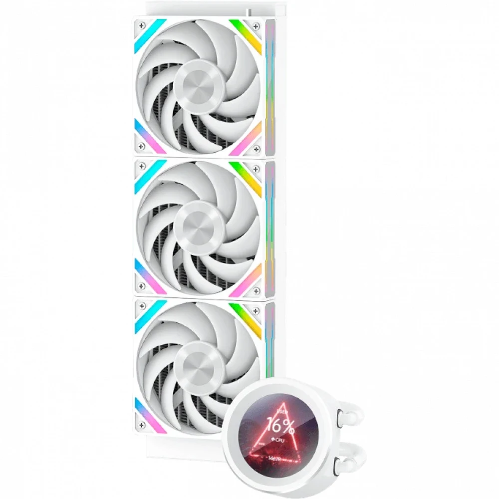 Водяное охлаждение для процессора/ Water Cooling System SAMA Q60 White (360mm, LED temp., White, ARGB/ Fans: 3x120mm, 86CFM, 30dBA, 2600RPM/ Pump height 64mm, 30dBA, 2800RPM, Rad thickness 27mm/ S: