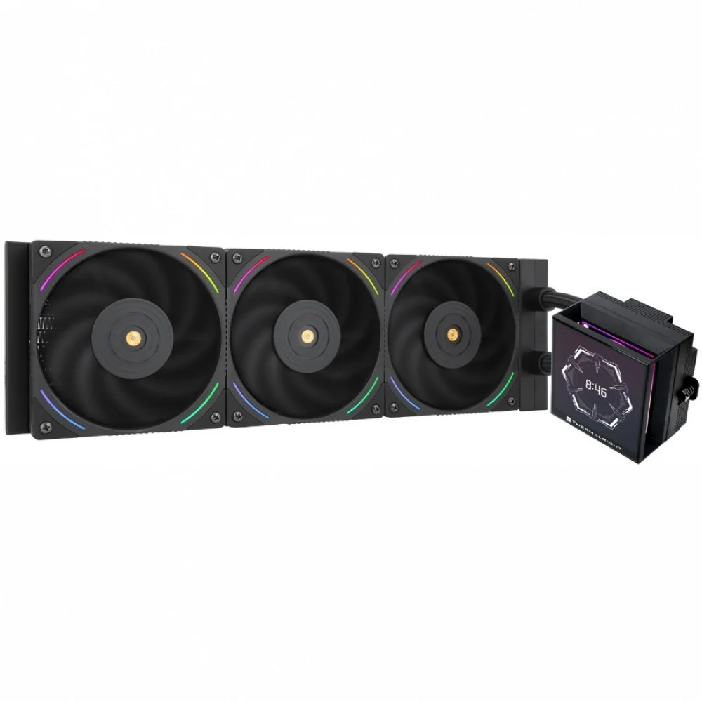Водяное охлаждение для процессора/ Water Cooling System Thermalright Hyper Vision 360 (360mm, LED, Black, ARGB/ Fans: 3x120mm, 69CFM, 27dBA, 2150RPM/ Pump height 68mm, 6400RPM, Rad thickness 27mm/ S