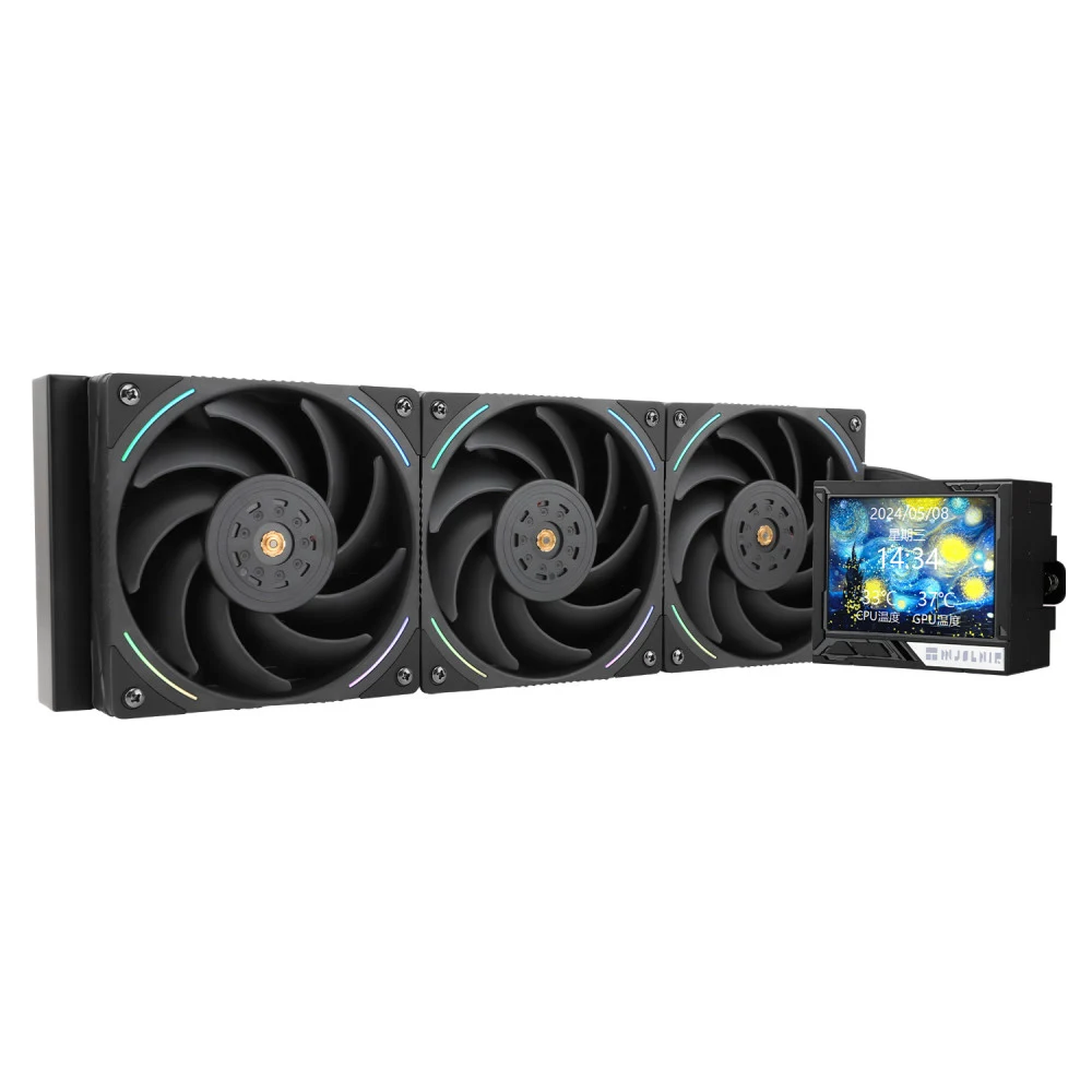 Водяное охлаждение для процессора/ Water Cooling System Thermalright Mjolnir Vision 360 (360mm, LED, Black, ARGB/ Fans: 3x120mm, 69CFM, 27dBA, 2150RPM/ Pump height 65mm, Rad thickness 27mm/ S: 1700,