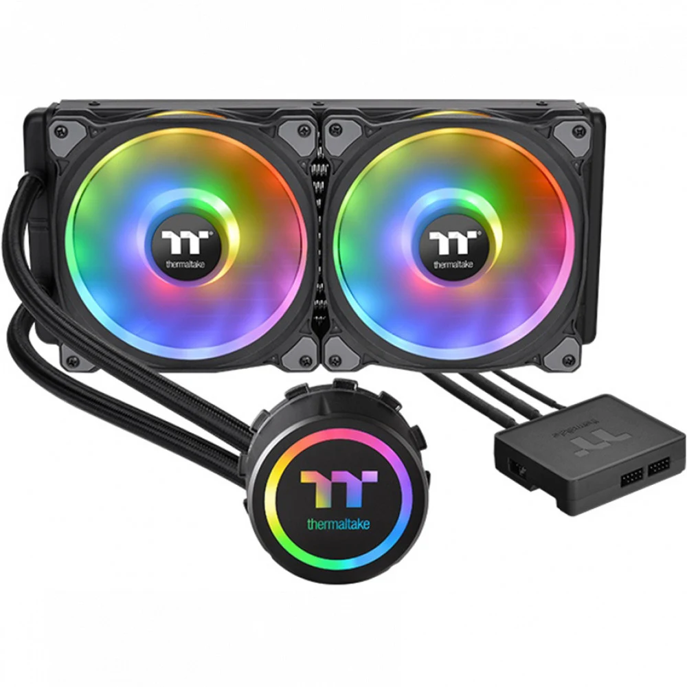 Кулер с водяным охлаждением, Thermaltake Floe DX RGB 280, CL-W257-PL14SW-A, Intel LGA 2066/2011-3/2011/1700/1200/1156/115x и AMD AM5/AM4/FM2/FM1/AM3+/AM3/AM2+/AM2, TDP 300W, 2*140мм вентилятора, Под
