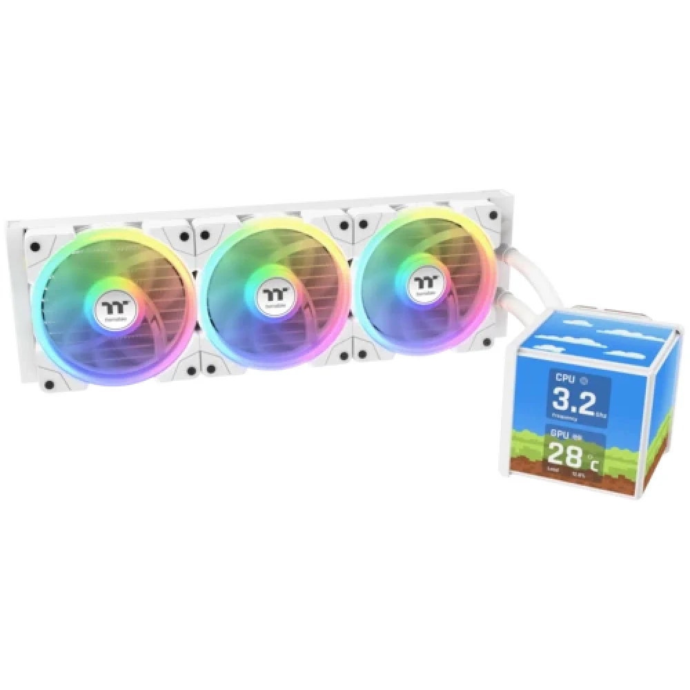 Кулер с водяным охлаждением, Thermaltake, MINECUBE 360 Ultra ARGB Snow, CL-W482-PL12SW-A, 2066/2011-3/2011/1851/17001200/1156/1155/1151/1150AMD AM5, AM4, TDP 365W Вт, 3*120, 500~2000 об/мин, 56.26,