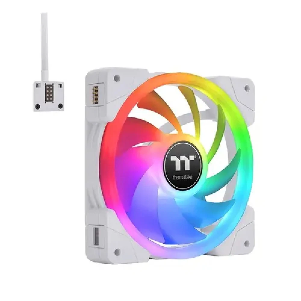 Кулер для компьютерного корпуса, Thermaltake, SWAFAN EX12 RGB PC Cooling Fan White, CL-F162-PL14SW-A, Вентилятор 140мм, 500-2000 об.мин, USB 2.0 (9 Pin), 81.6CFM, 38.8 dBA, Подсветка, Габариты 140х1