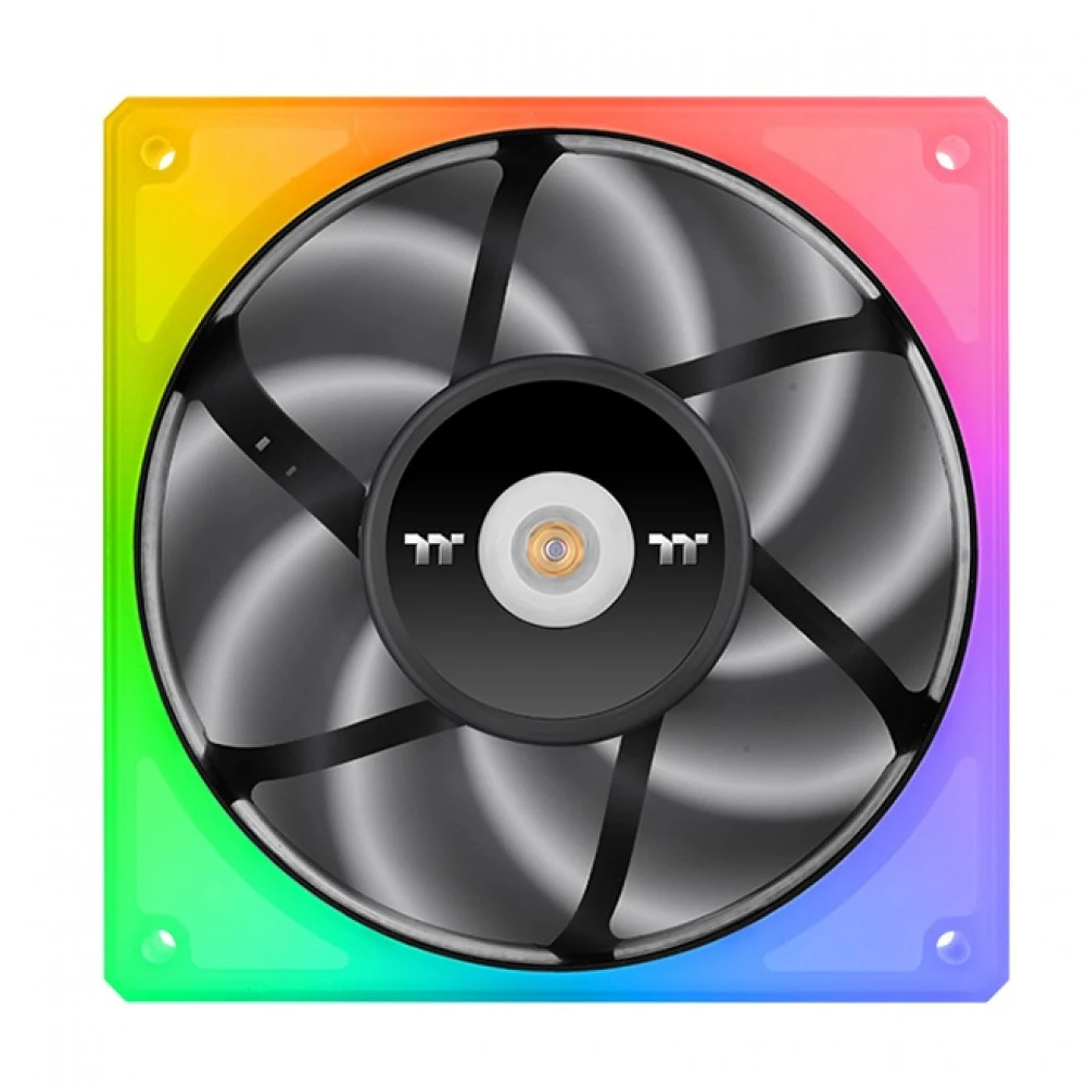Кулер для компьютерного корпуса,Thermaltake, TOUGHFAN 14 (3-Fan pack), CL-F136-PL14SW-A 12W, 140мм, 500-2000об.мин, 4pin, 30.7 dBA, Подсветка RGB, Габариты 140x140x25мм, Чёрный
