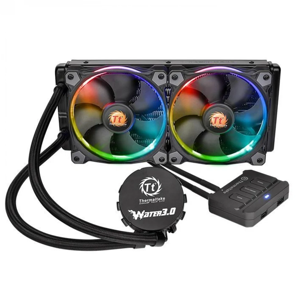 Кулер с водяным охлаждением, Thermaltake, Water 3.0 Riing RGB 240, CL-W107-PL12SW-A, Intel LGA 2066/2011-3/2011/1366/1156/1155/1151/1150 и AMD TR4/AM4/FM2/FM1/AM3+/AM3/AM2+/AM2, TDP 280W, Riing Red