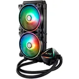 Кулер с водяным охлаждением, XPG, Levante 240, LEVANTEX240-BKCWW, INTEL LGA 115x/1200/1366/1700*/2011/2066 и AMD AM4, 2*120 ARGB, 600-2000 RPM ± 10%, 61.5 CFM, 34.0 dB (A), Чёрный