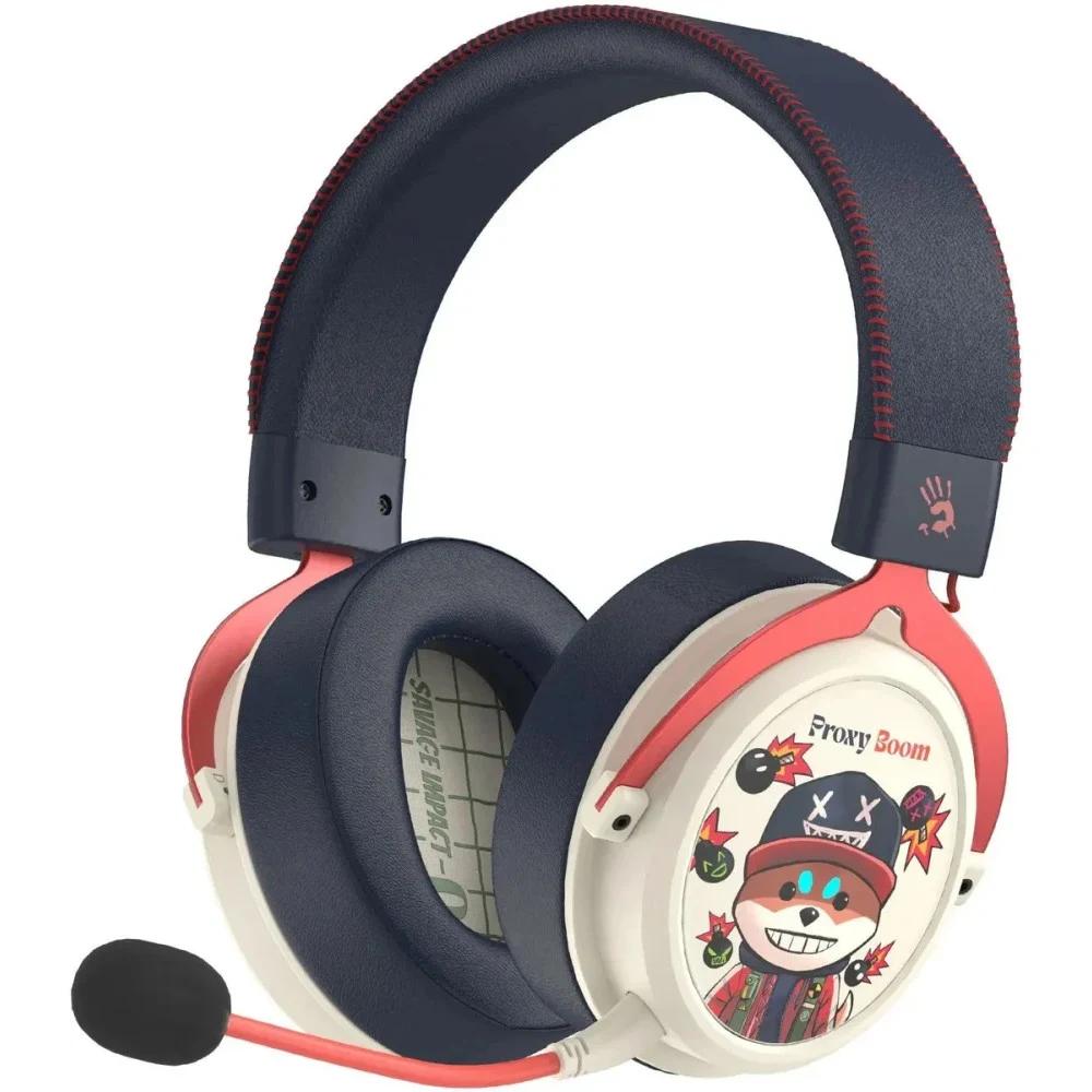 Bluetooth гарнитура A4Tech Bloody MR595 Proxy Boom,20Hz-20kHz,32Om,105dB,mic 100Hz-10kHz,BT5.3,White