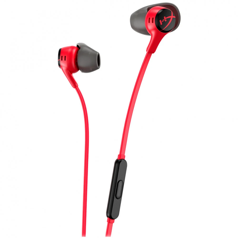 Наушники с микрофоном, HyperX, 70N24AA, Cloud Earbuds II Black, Микрофон, Пульт управления треками, звонками и громкостью, Динамики 14,3 мм с неодимовыми магнитами, 3.5 Mini Jack, Чехол, Чёрный