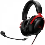 Гарнитура, HyperX, 727A9AA, Cloud III - Gaming Headset (Red), Микрофон съёмный гибкий, Динамики 53 мм, 150 мВт, 15-25000 гц, Блок управления звуком USB удлинитель, Чёрный-Красный
