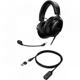 Гарнитура, HyperX, 727A8AA, Cloud III - Gaming Headset (Black), Микрофон съёмный гибкий, Динамики 53 мм, 150 мВт, 15-25000 гц, Блок управления звуком USB удлинитель, Чёрный