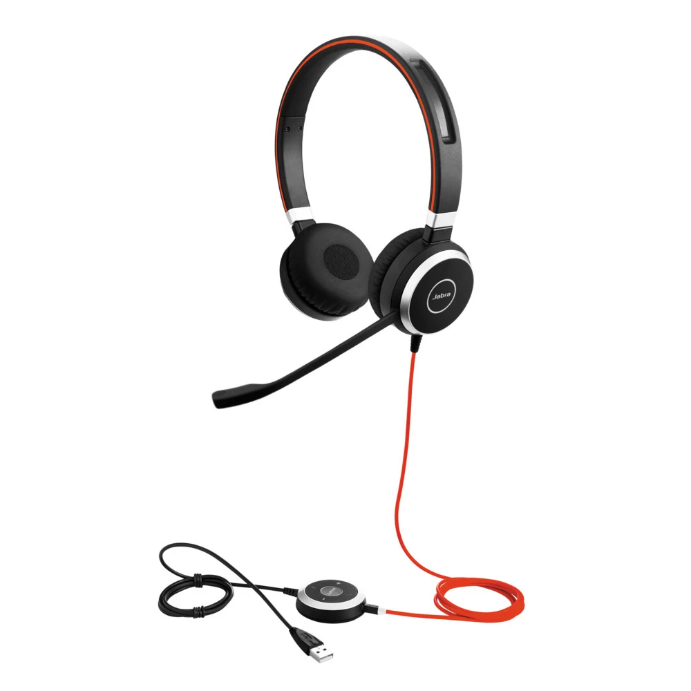 JABRA EVOLVE 40 MS Stereo USB Headband, Noise cancelling, USB and 3.5 jack connectivity, with mute-button and volume control on the cord, Busylight , Discret boomarm, Microsoft optimized