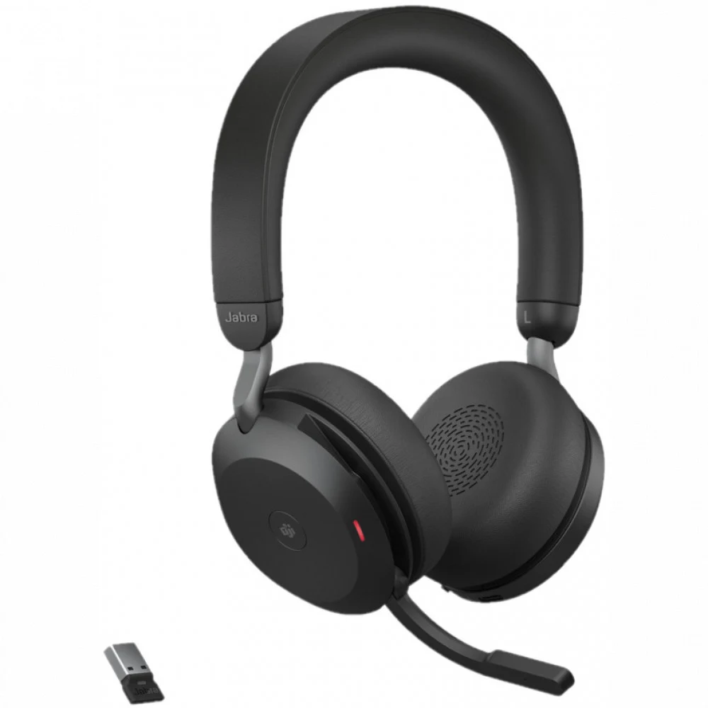 JABRA EVOLVE2 75, Link390a MS Stereo Black, EVOLVE2 75 headset Black MS, Link 380 BT adapter USB-A MS,1.2m USB-C to USB-A cable, carry pouch, warranty and warning (safety leaflets)