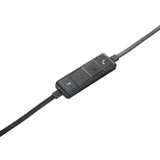 Гарнитура Logitech H650e Stereo [981-000519] черная, накладные амбушюры, поворотный микрофон, управление на кабеле, USB кабель 1.8м, чехол в комплекте (041196)