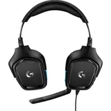 Гарнитура игровая Logitech G432 [981-000770] черная, проводная, объемный звук 7.1, накладной тип, дифузоры 50мм 20 Гц - 20 кГц, направленный микрофон 6мм 100 Гц - 20 кГц, кабель 2м, jack 3,5мм, регу