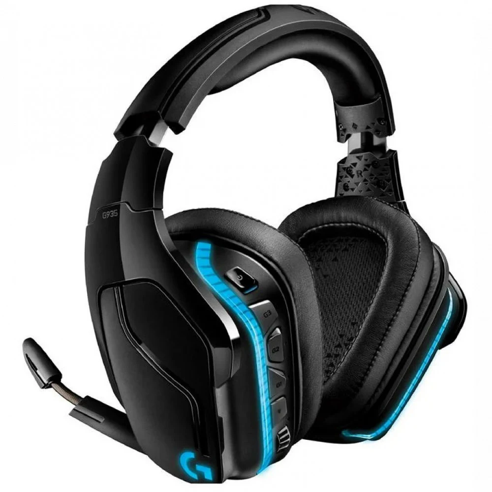 Logitech Гарнитура игровая G935 Lightsync 7.1, для компьютера и игровых консолей, накладные, радио, чёрный.