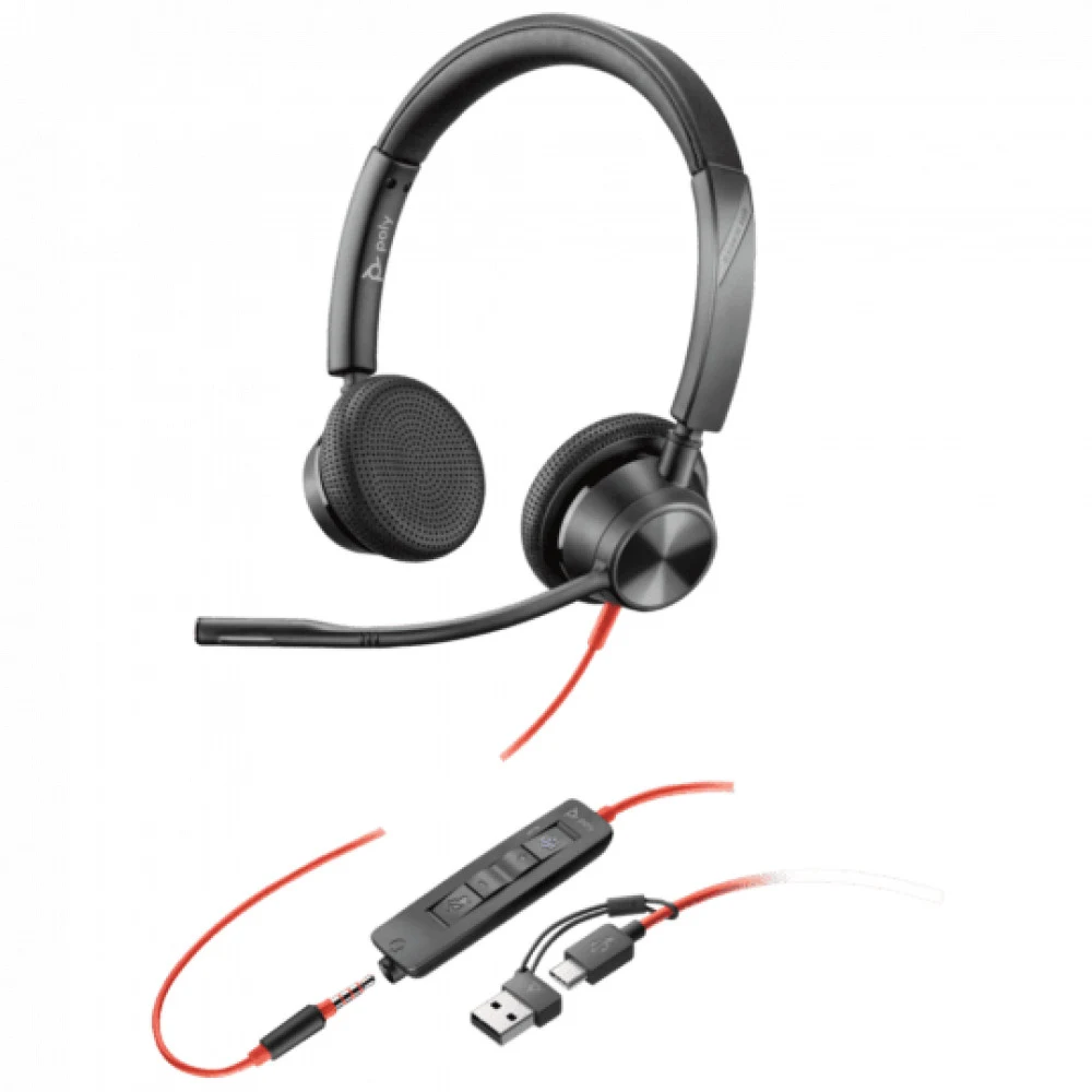 Наушники Poly/Blackwire 3325 Stereo MS USB-C +3.5mm Plug +USB-C/A Adapter 8X222AA