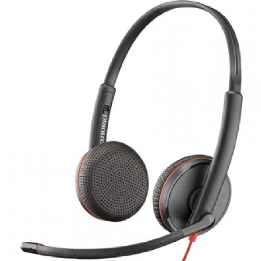 Наушники с микрофоном Poly Blackwire 3200 3225 черный/красный 2.27м накладные USB оголовье (8X229A6)