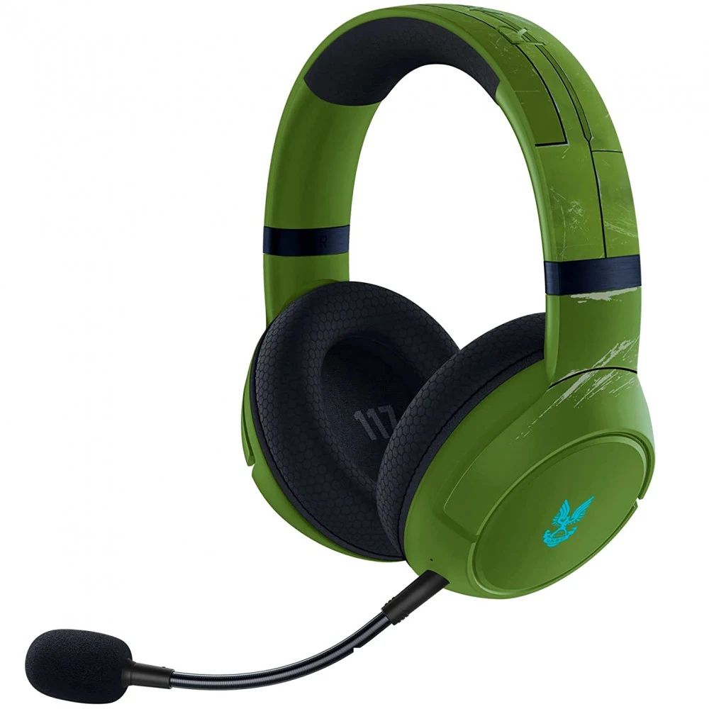 Гарнитура, Razer, Kaira Pro for Xbox - HALO Infinite Edition, RZ04-03470200-R3M1, Игровая гарнитура, Микрофон поворотный гибкий, Подсветка чашек наушников с поддержкой Razer Chroma ™ RGB, Титановые