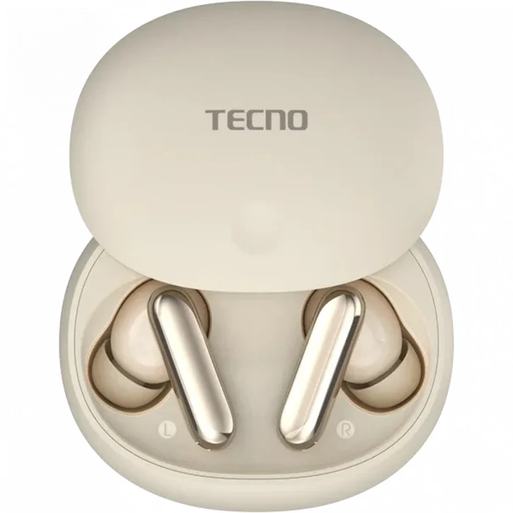 Беспроводные наушники, TECNO, True 1 Air, TU01 Air, 20 Гц - 20000 Гц, вес 60 г, 55 мАч (один наушник), 840 мАч (кейс), Bluetooth 5.4, Type-C, (Creamy White) Белый