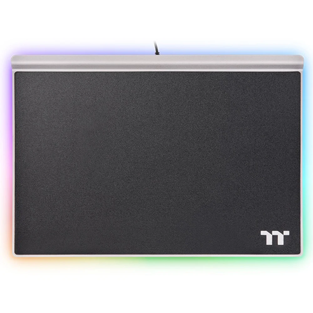 Коврик для компьютерной мыши, Thermaltake, Argent MP1, GMP-MP1-BLKHMC-01, 359x254x10 мм, Резиновая основа, Алюминевая конструкция,Твердая поверхность, RGB, USB, Чёрный-Алюминевый