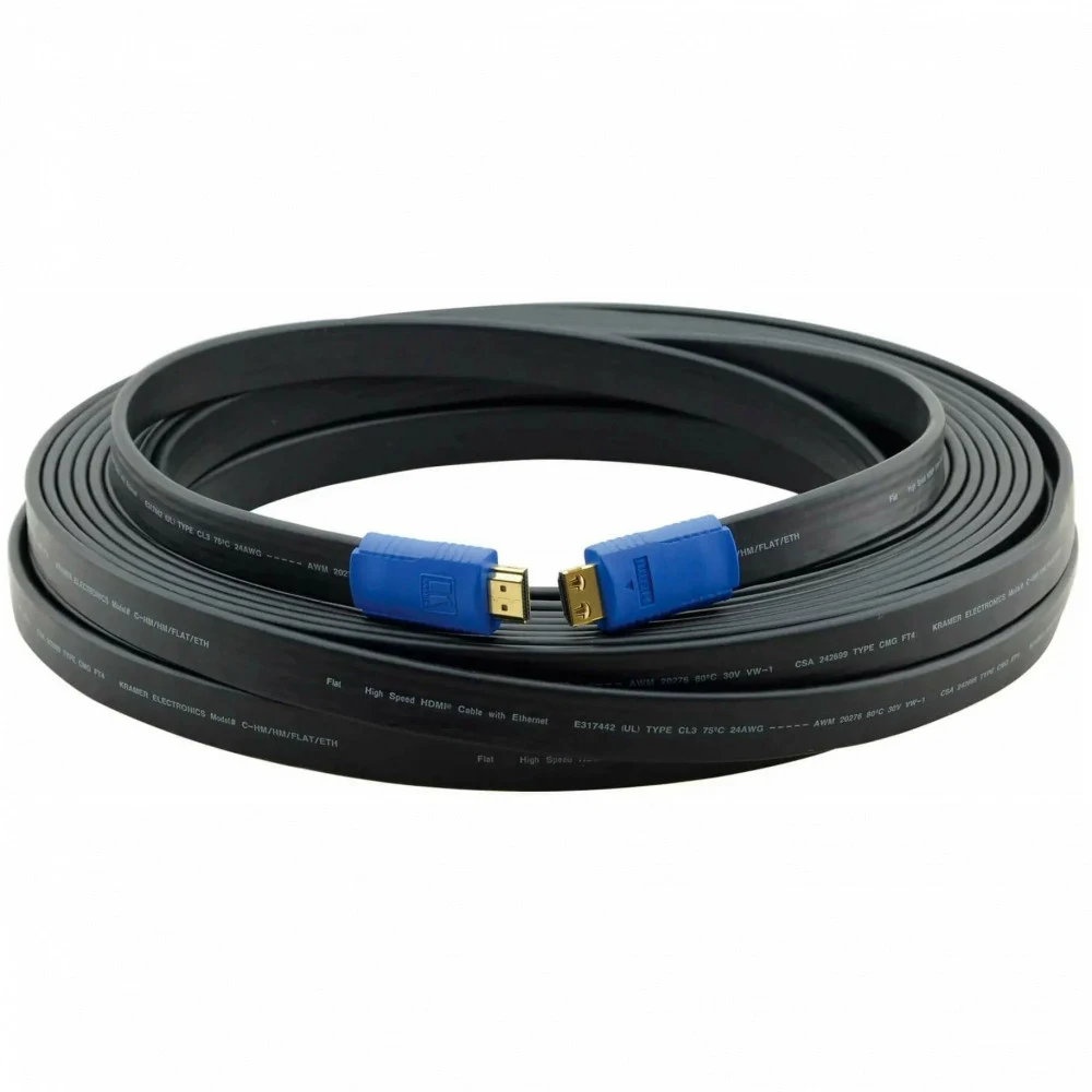 Kramer C-HM/HM/FLAT/ETH-50 Кабель HDMI-HDMI (Вилка - Вилка), 15,2 м