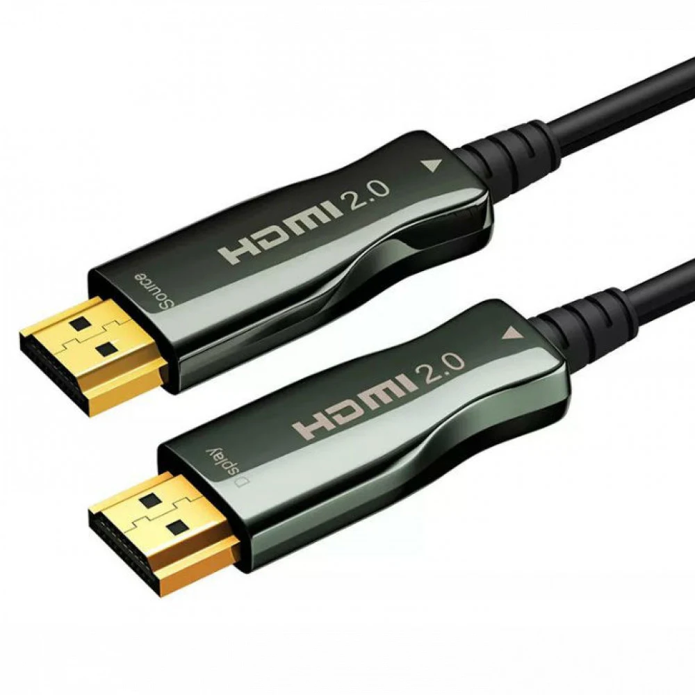 Кабель HDMI Wize [AOC-HM-HM-50M] оптический, малодымный, 50 м, 4K/60HZ 4:4:4, v.2.0, ARC, 19M/19M, HDCP 2.2, Ethernet, черный, коробка