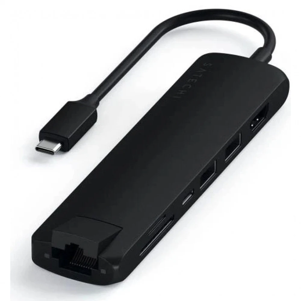USB-C адаптер Satechi Type-C Slim Multiport with Ethernet Adapter. Цвет черный.