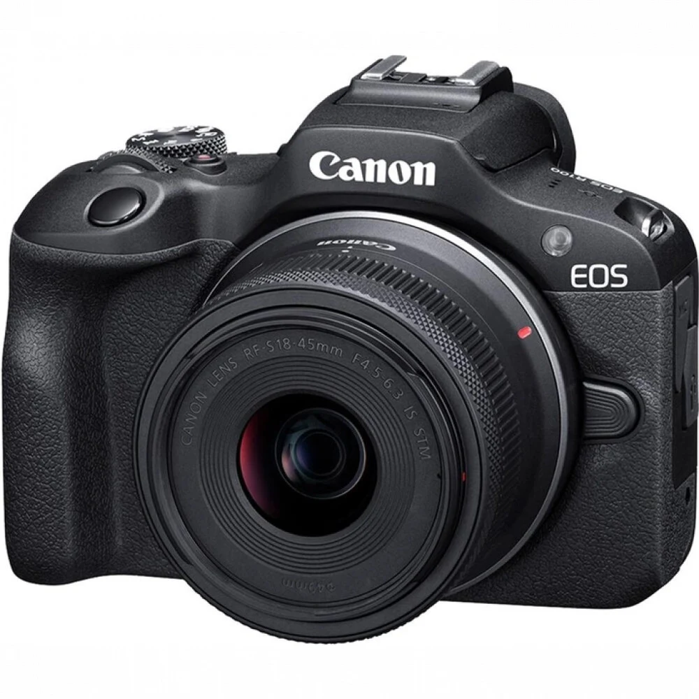 Цифровая камера Canon EOS R100 + RF-S, 18-45 mm IS STM, 24.1Mpx, JPEG/RAW, Wi-Fi, BT, Black