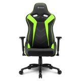 Sharkoon Elbrus 3 Игровое кресло чёрно-зелёное (синтетическая кожа, регулируемый угол наклона, механизм качания)