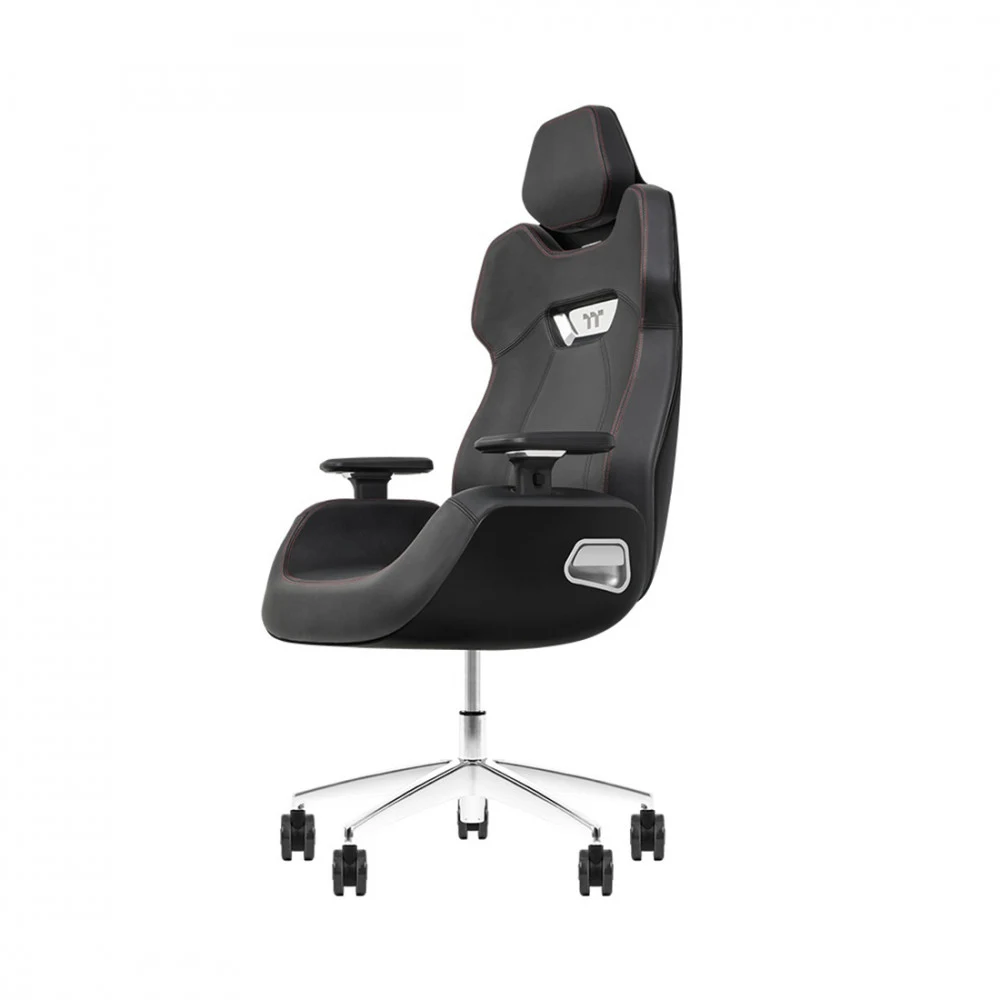 Игровое компьютерное кресло, Thermaltake, ARGENT E700 Storm Black, GGC-ARG-BBLFDL-01, Максимальная нагрузка 150 кг, Натуральная кожа, Основание алюминий и металл, Чёрный