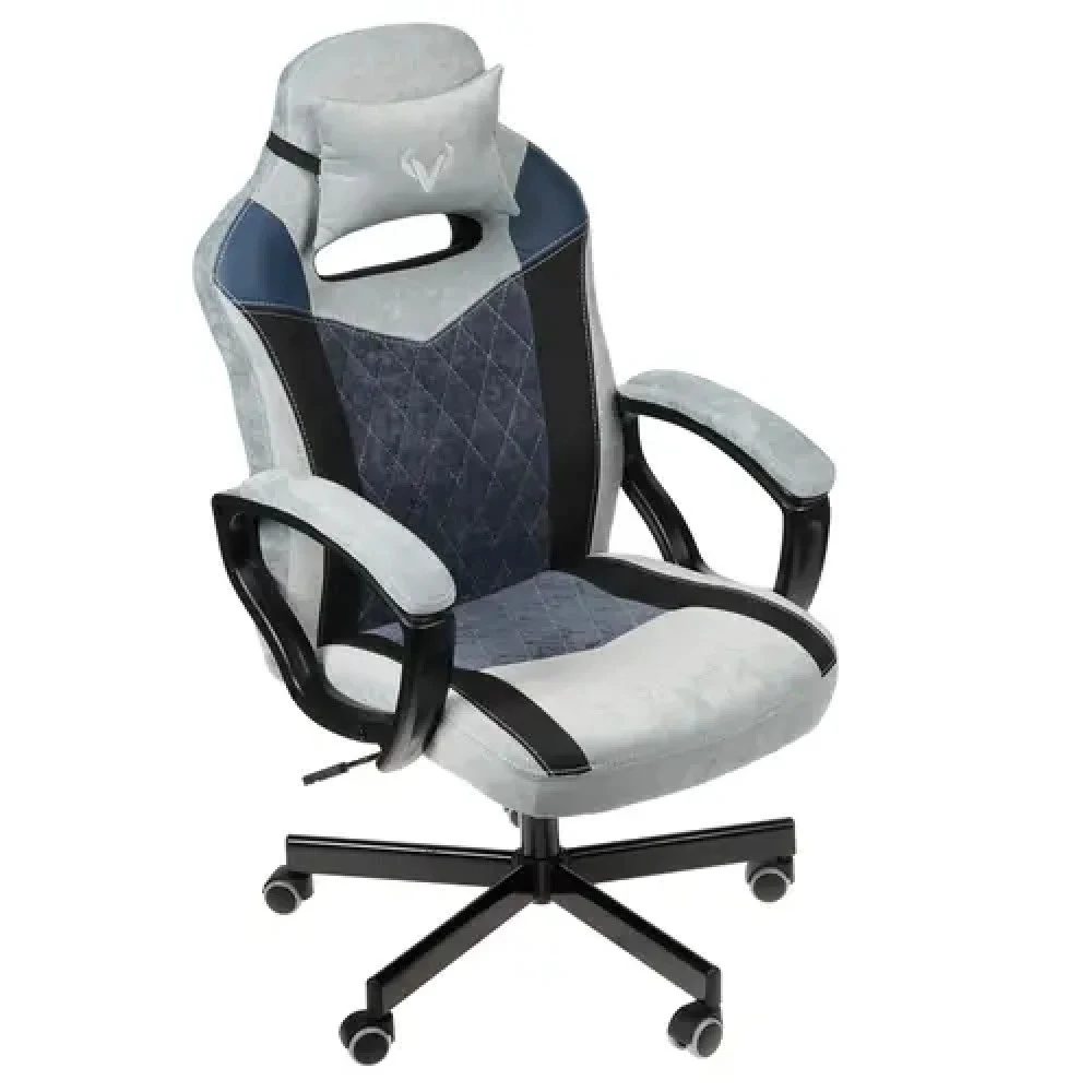 Кресло игровое Zombie VIKING 6 KNIGHT Fabric голубой с подголов. крестовина металл