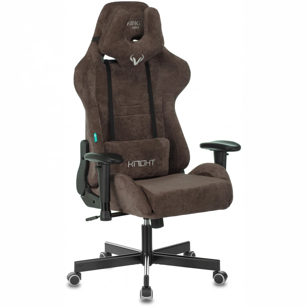 Кресло игровое Zombie VIKING KNIGHT Light-10 темно-коричневый. ткань с подгол. крестов. мет. (9401390000)