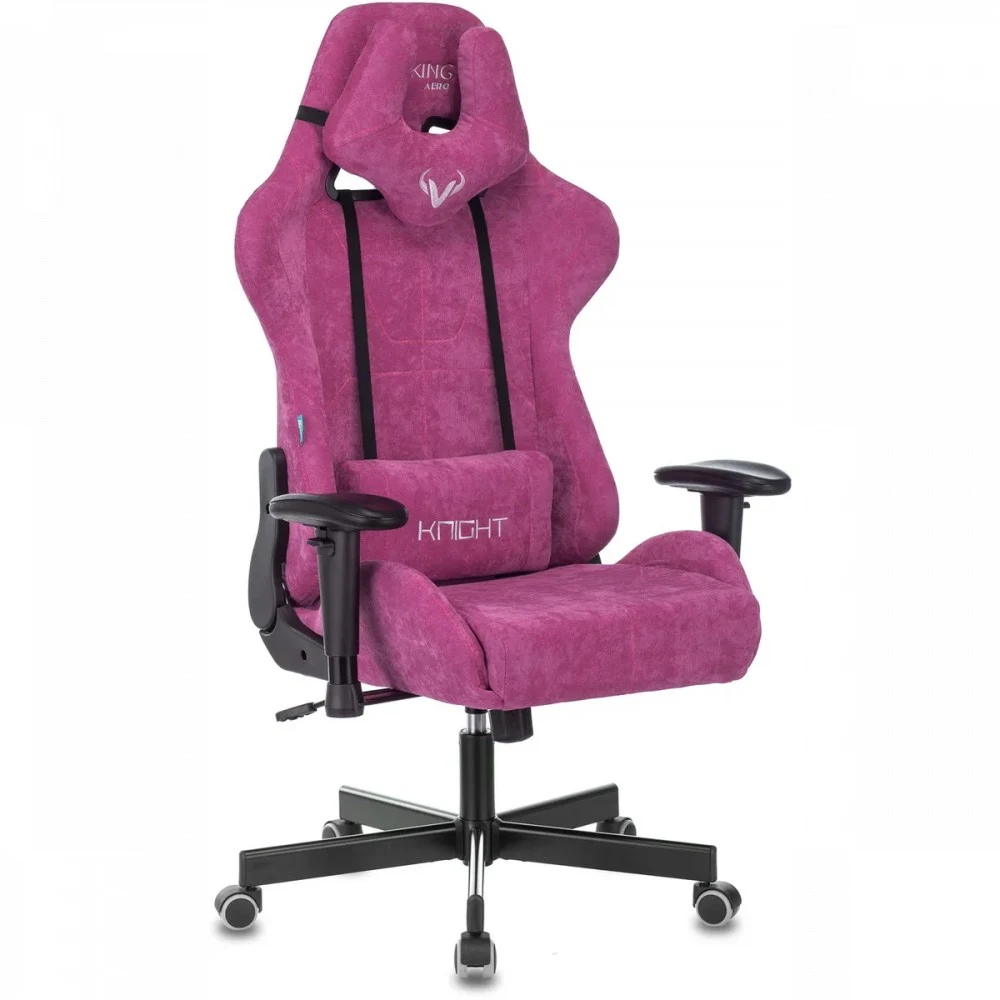 Кресло игровое Бюрократ VIKING KNIGHT Fabric малиновый Light-15 с подголов. крестовина металл