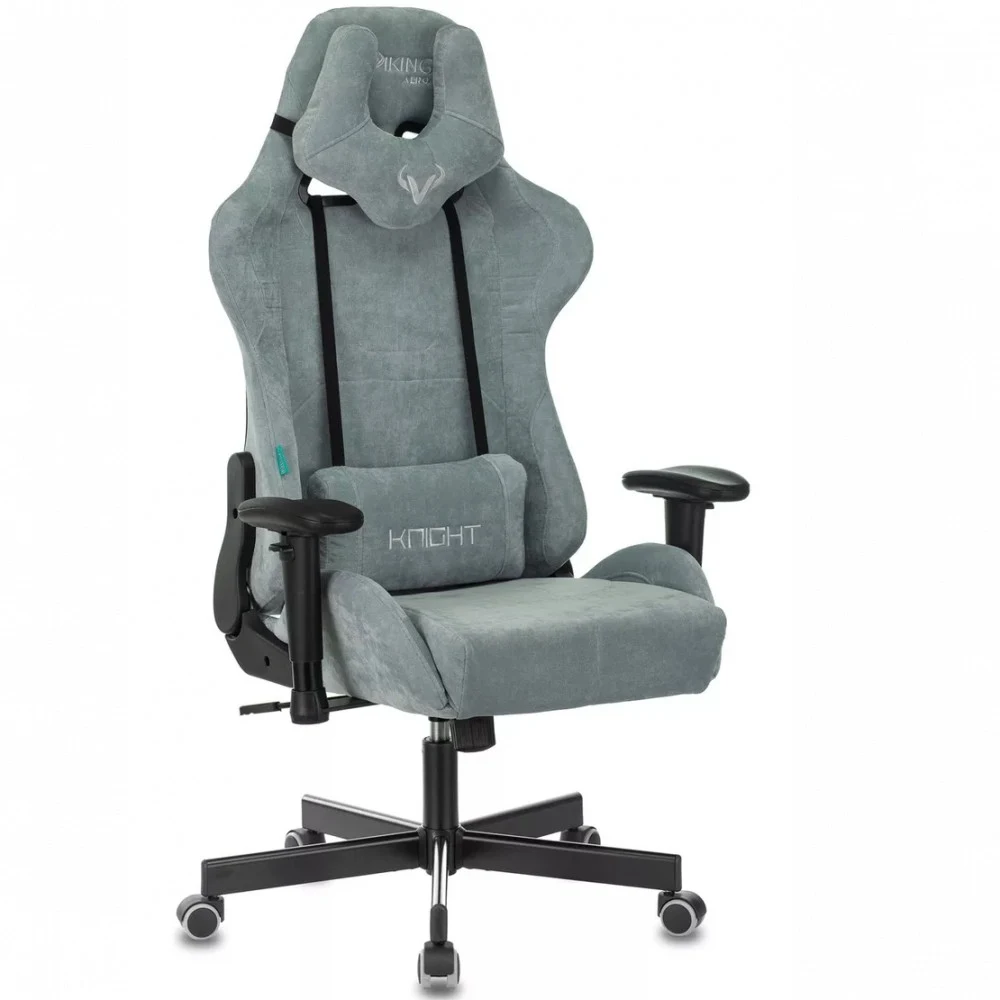 Кресло игровое Бюрократ VIKING KNIGHT Fabric серо-голубой Light-28 с подголов. крестовина металл