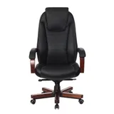 Кресло руководителя Бюрократ T-9923WALNUT/BLACK черный кожа крестовина дерево