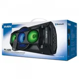 SVEN PS-680 2.0 Мобильные колонки чёрные (2x32.5W, mini Jack, USB, Bluetooth, FM, micro SD, LED-дисплей, ПДУ, 2 x 4400 мA, LED подсветка)