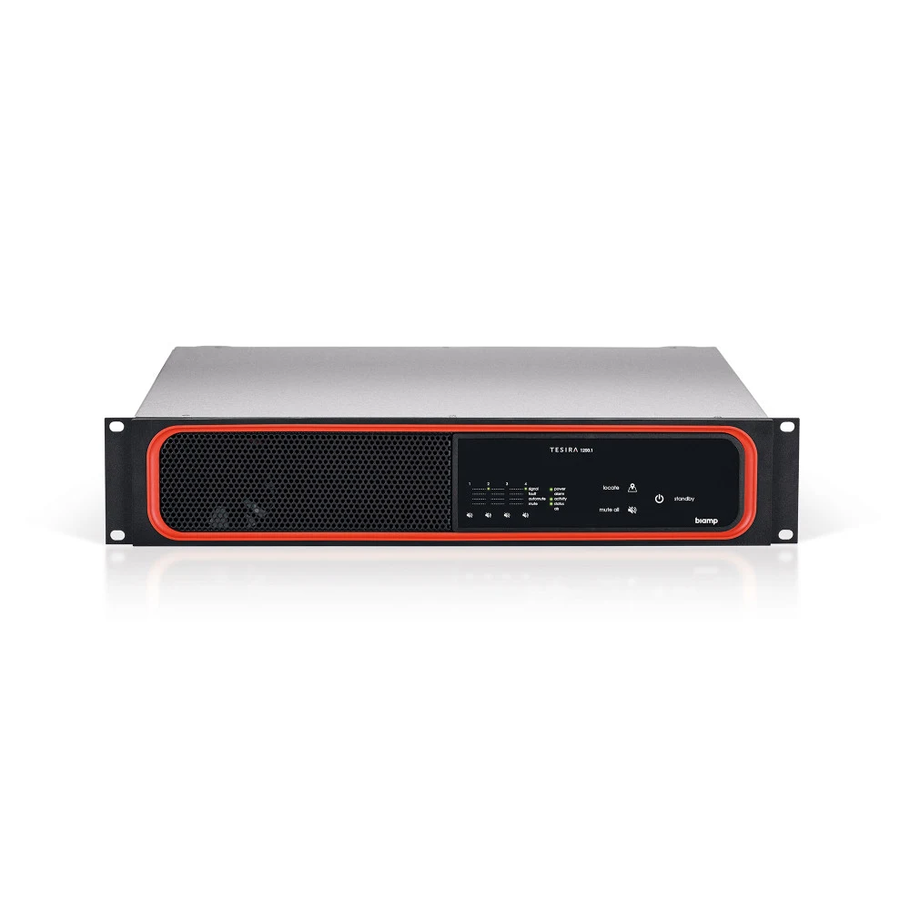 Усилитель Biamp [TesiraXEL1200.1] 4-канальный, цифровой сетевой: 1200Вт (4Ом/8Ом/100В). Bridge: 350Вт /8Ом. 2хRJ45 (Control/AVB). Euroblock(Logic I/O). Вх.:4хEuroblock. Вых.:4хEuroblock. Настройка П