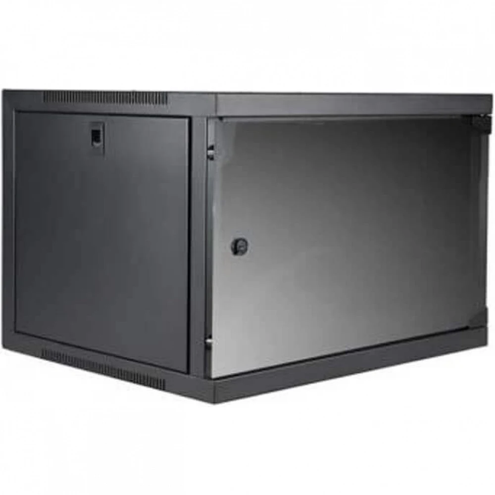 CAYMON Рэковый шкаф EPR409/B, Настенный шкаф для 19" оборудования, вместимость 9 юнитов. Дверь из закаленного стекла, защищена замком с ключом, грузоподъемность 50 кг, встроенная вентиляционная реше
