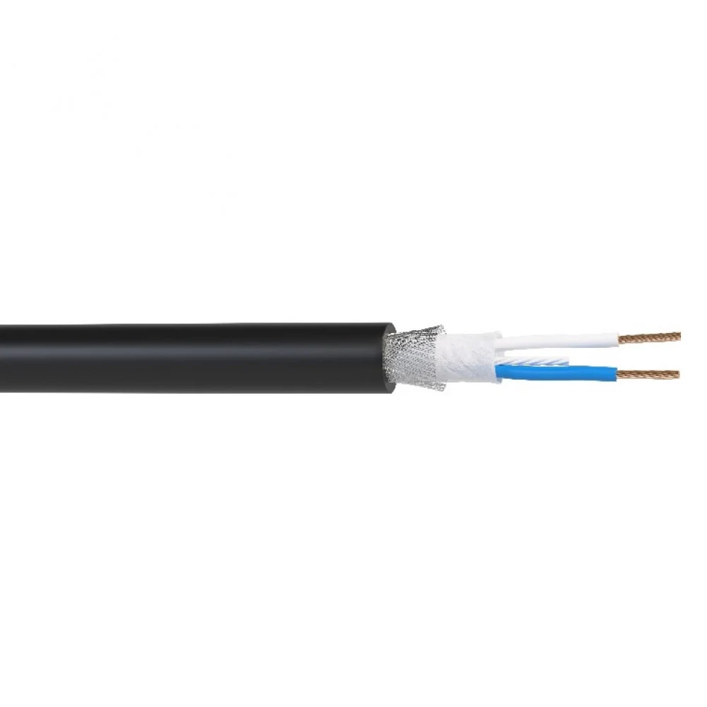 WMC22100P - Кабель балансный микрофонный Wize WMC22100P 100 м, 22 AWG, 0.34 мм2, диаметр 6.5 мм, экран, медь 19 x 0.15 мм, черный, бухта