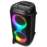SVEN PS-800 2.0 Мобильные колонки чёрные (2x50 W, mini Jack, 2 х 6.35 мм Jack, USB, NFC, Bluetooth, FM, micro SD, ПДУ, 2 x 4400 мA, LED подсветка)