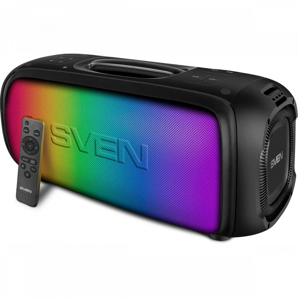 SVEN PS-860, черный, акустическая система 2.0, мощность 2x50 Вт (RMS), Bluetooth, FM, USB, microSD, встроенный аккумулятор