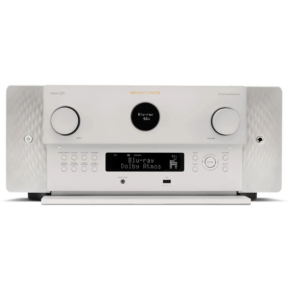 MARANTZ AV-Усилитель CINEMA40 СЕРЕБРО АV-усилитель 9.4, 125 Вт на канал, Dolby Atmos, DTS:X и Auro-3D, 8K Ultra HD, и встроенным стримингом HEOS®, 7 входов и 3 выхода HDMI, AirPlay 2, 3 зоны, габари