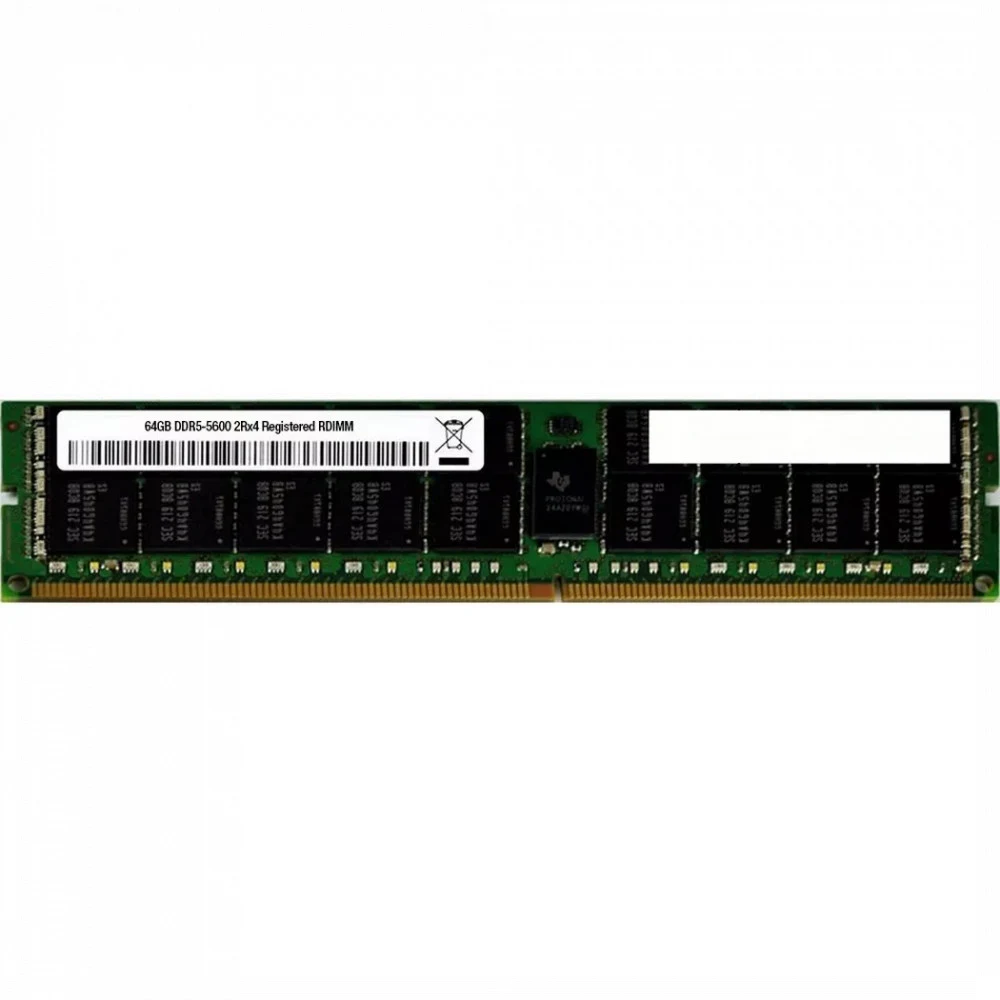 64GB RDIMM, 5600MHz Dual Rank X4, DDR5, PC5-44800, ECC Registered, CL46, 288-Pin, 1.1V