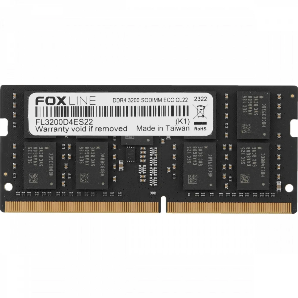 Память оперативная/ Foxline SODIMM 32GB 3200 DDR4 ECC CL22 (2Gb*8)